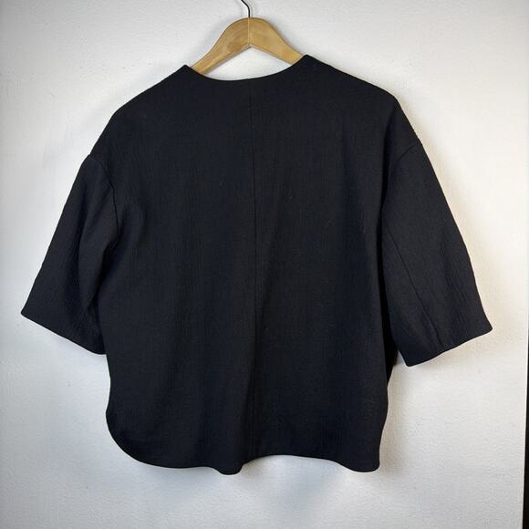 Chico's Travelers Women's Large 2 Black Jacket Artsy 3/4 Sleeve Lined career - Picture 4 of 11